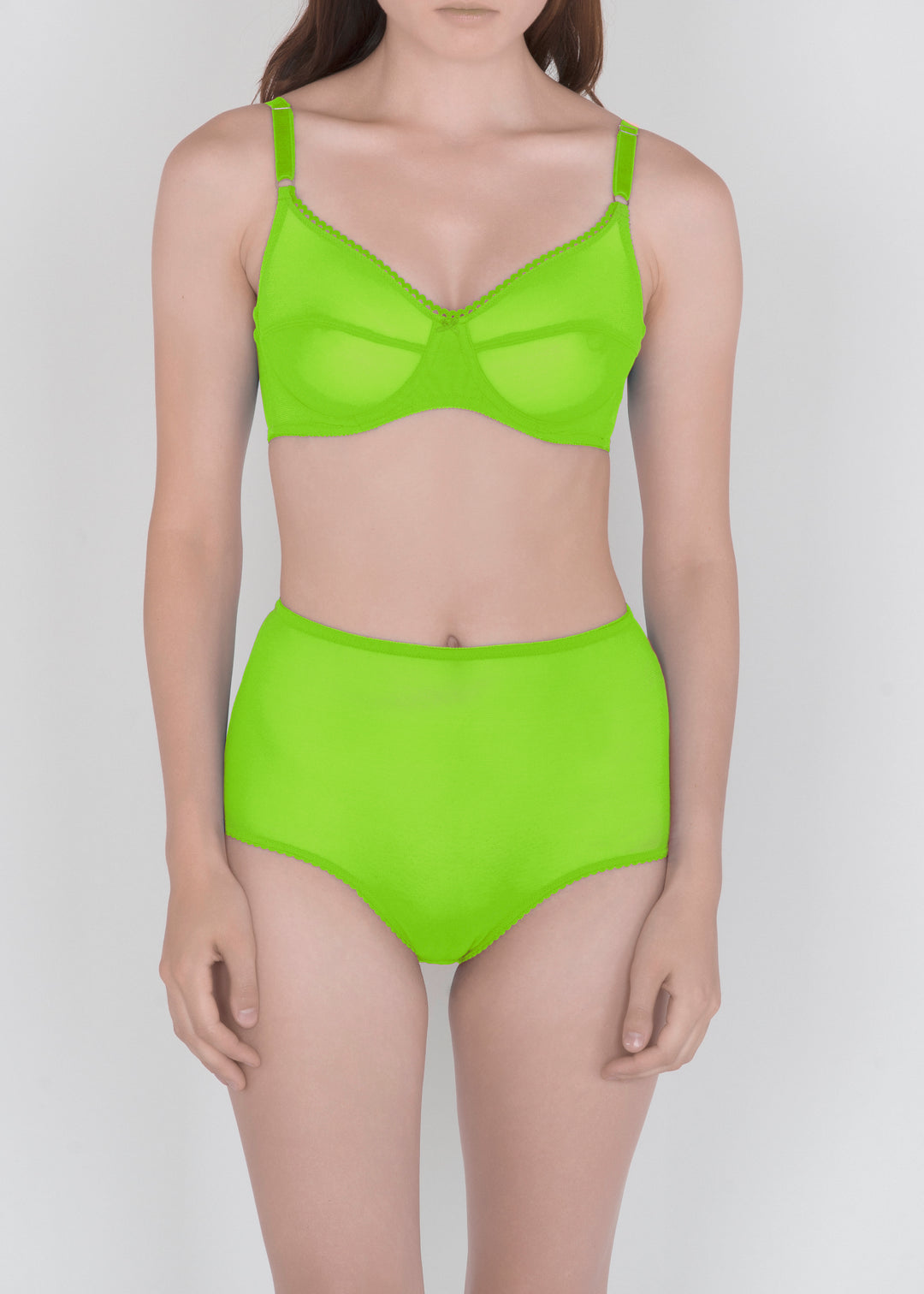 Sheer French Tulle High Waist Brief in Fluorescent Colors