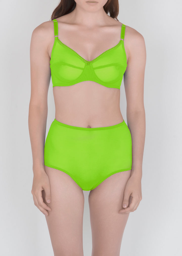 Sheer French Tulle High Waist Brief in Fluorescent Colors