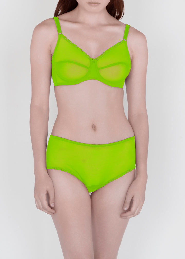 Sheer French Tulle 50s Bra in Fluorescent Colors