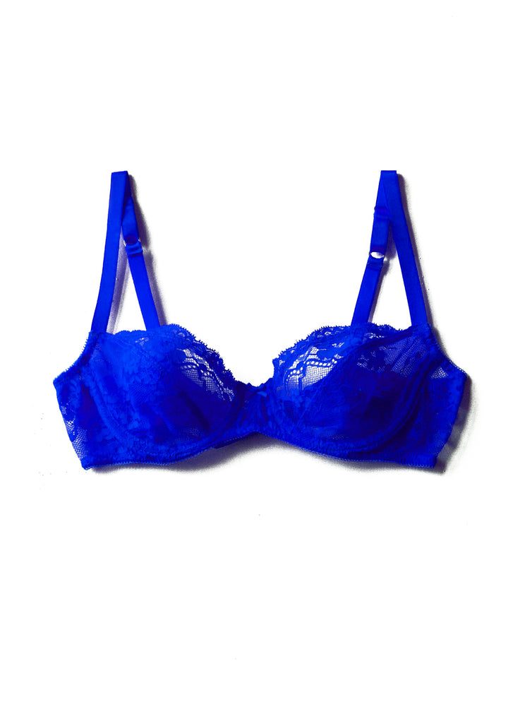 Poppy Flowers Demi Bra in Royal Blue