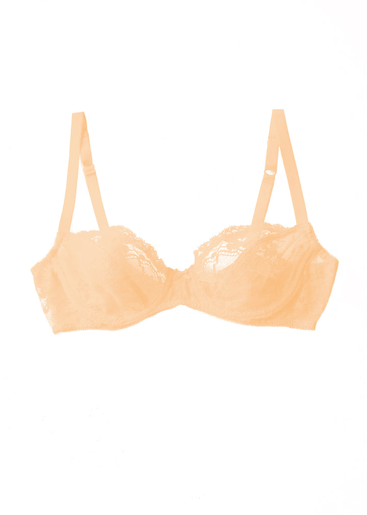 Poppy Flowers Demi Bra in Pale Peach