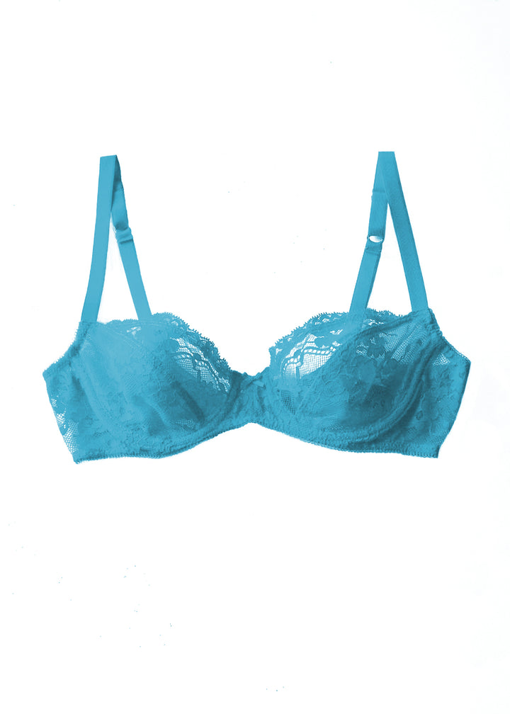 Poppy Flowers Demi Bra in Turquoise