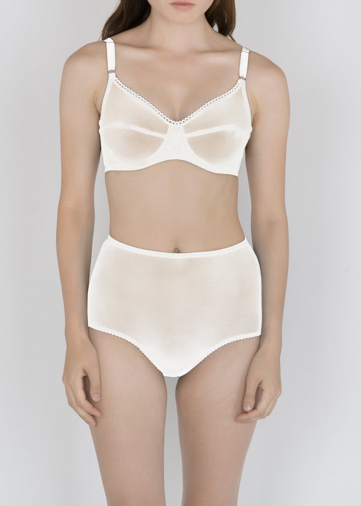 Sheer French Tulle High Waist Brief in Neutral Tones - DEBORAH MARQUIT