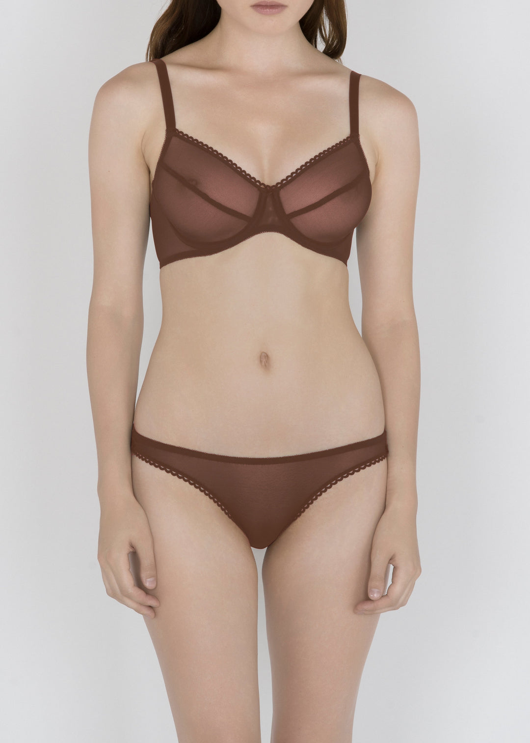 Sheer French Tulle Bikini Brief in Neutrals - DEBORAH MARQUIT