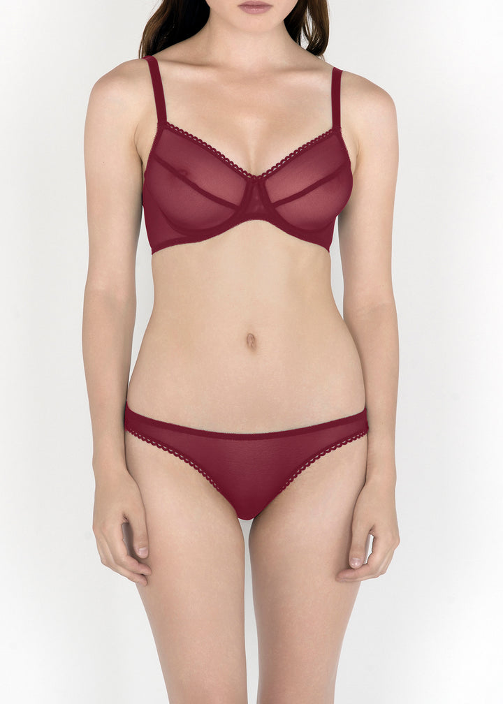 Sheer bikini brief in Maroon - Deborah Marquit