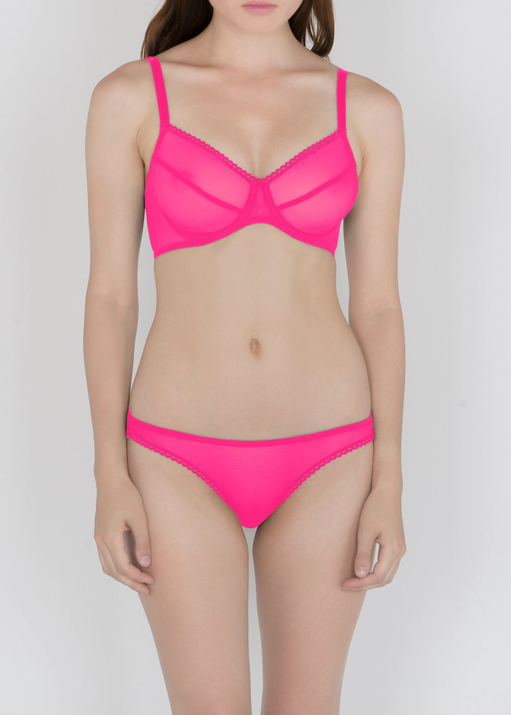 Sheer French Tulle Basic Bra in Fluorescent Colors - DEBORAH MARQUIT