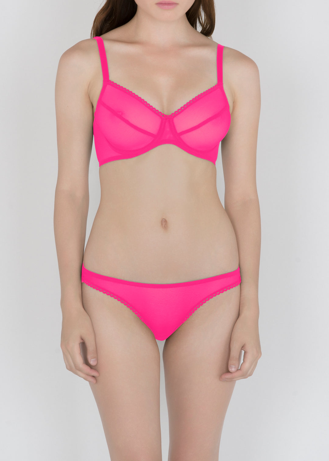 Sheer French Tulle Underwired Bra in Fluorescent colors Sizes D-DD - DEBORAH MARQUIT