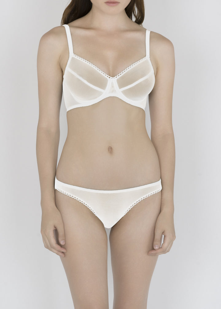 Sheer French Tulle Basic Bra in Neutrals - DEBORAH MARQUIT