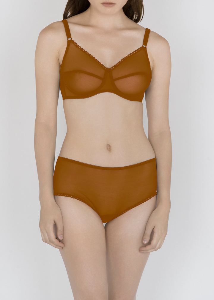 Sheer French Tulle 50s Bra in Neutral Tones - DEBORAH MARQUIT