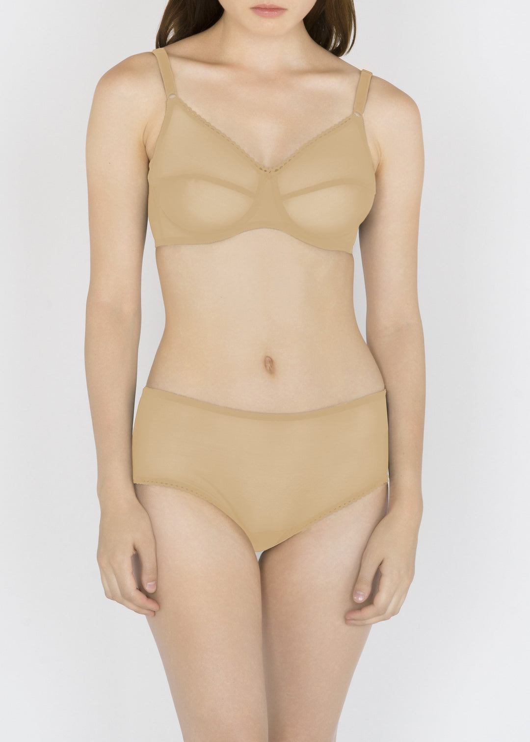 Sheer French Tulle Full Brief in Neutrals - DEBORAH MARQUIT