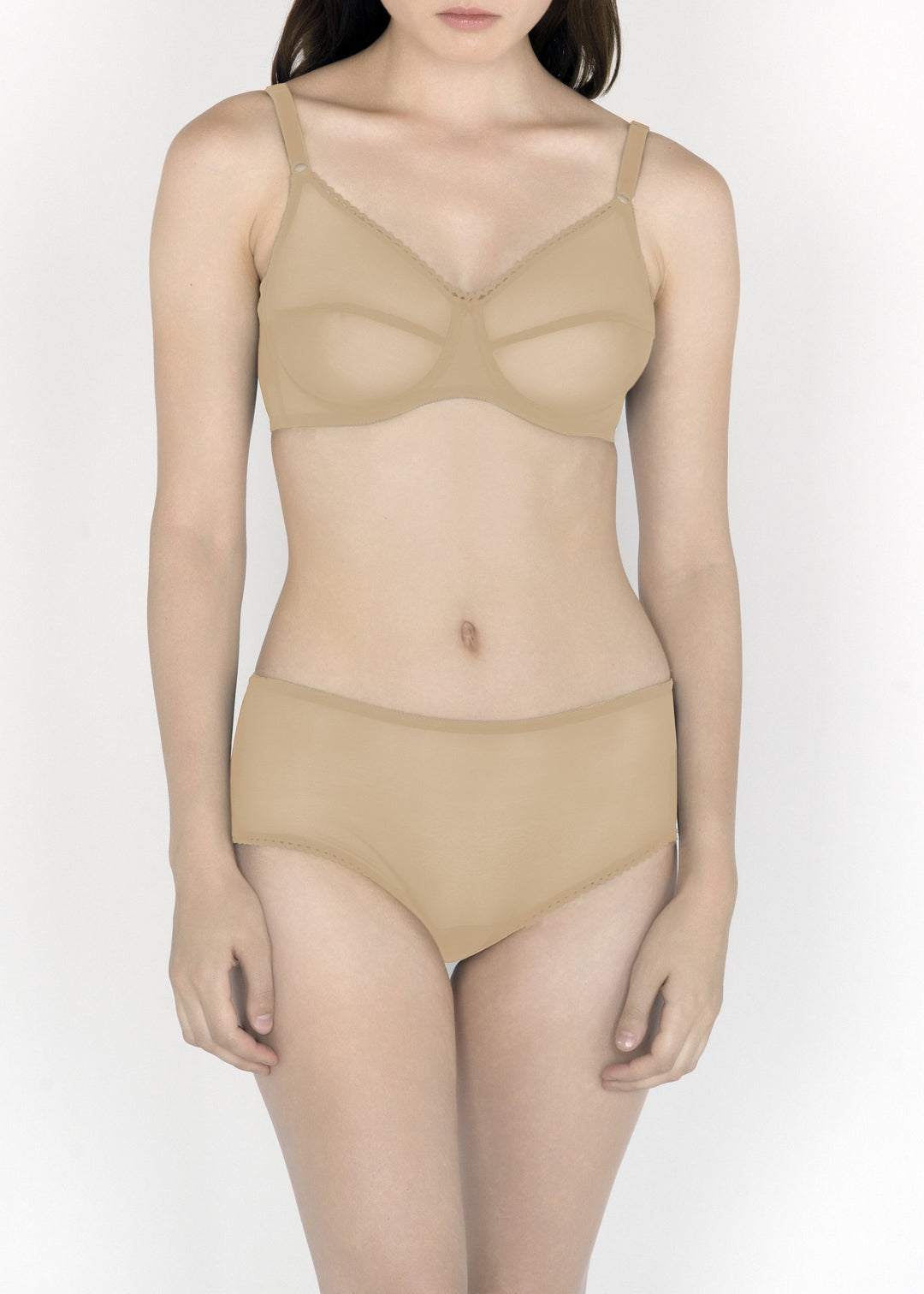 Sheer French Tulle 50s Bra in Neutral Tones - DEBORAH MARQUIT