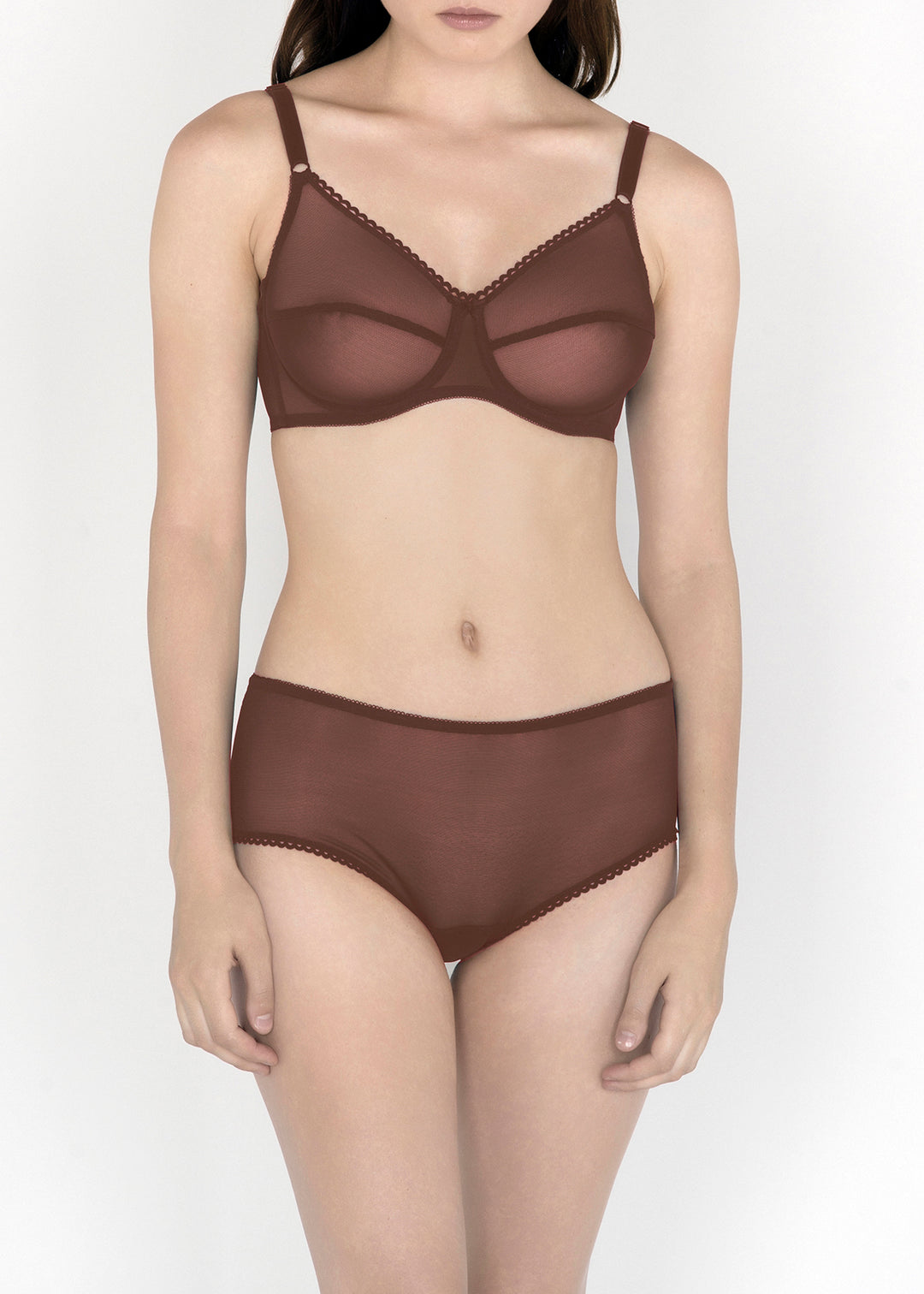 Sheer French Tulle Full Brief in Neutrals - DEBORAH MARQUIT