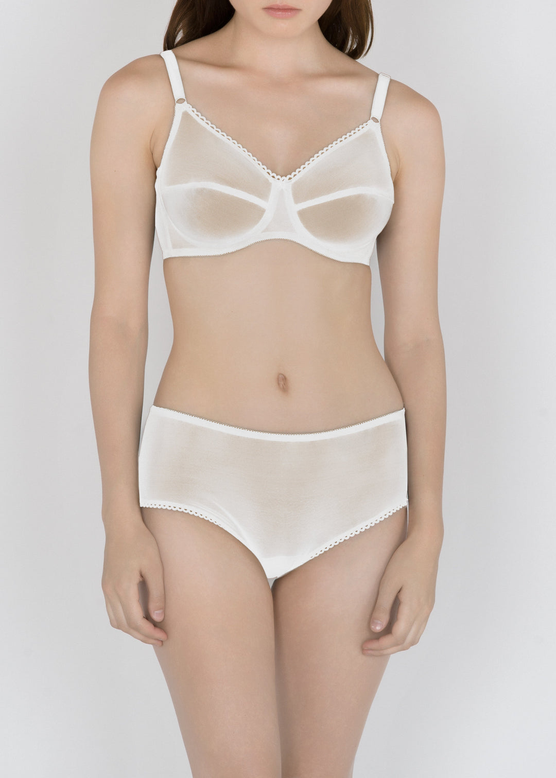 Sheer French Tulle 50s Bra in Neutral Tones - DEBORAH MARQUIT