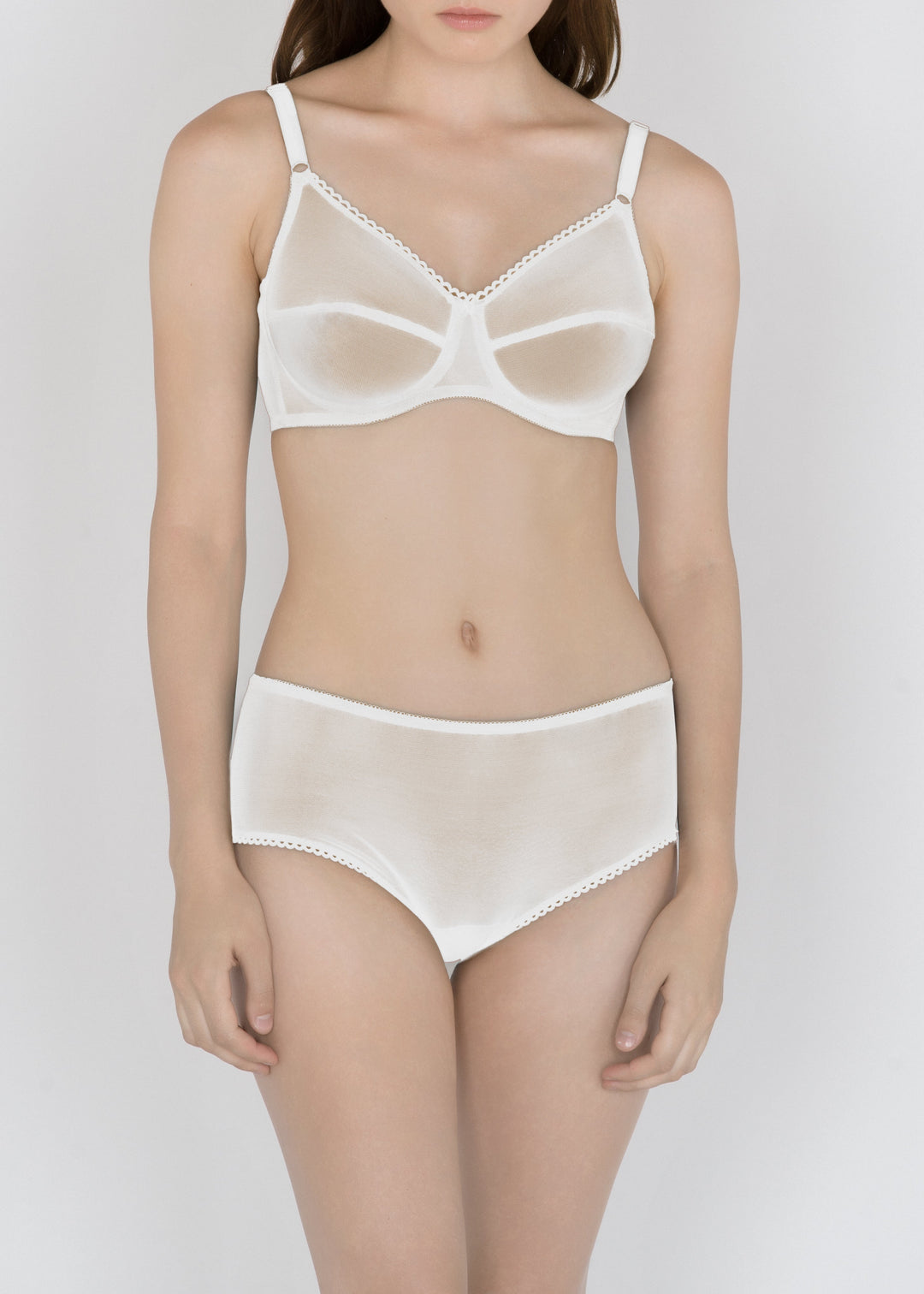 Sheer French Tulle Full Brief in Neutrals - DEBORAH MARQUIT