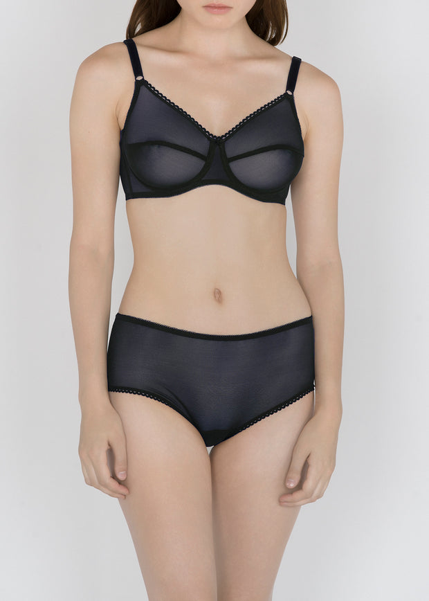 See Through, Black Fishnet Triangle Bralette Top -  New Zealand