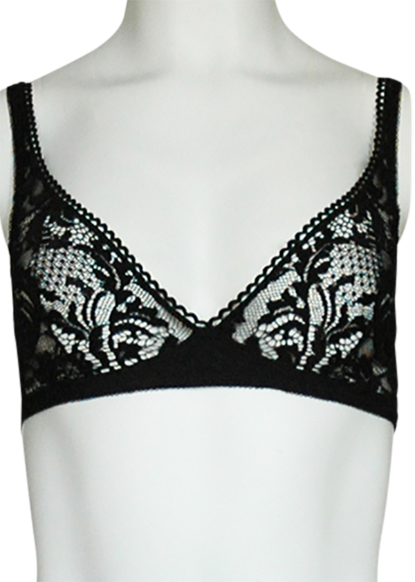 See Through, Black Fishnet Triangle Bralette Top -  New Zealand